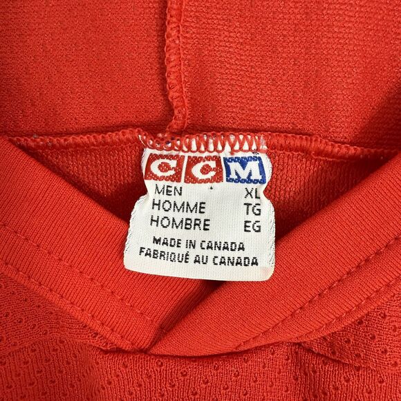 Vintage CCM Air-Knit Red BLANK Hockey Jersey Mens XL Canada Made - Picture 14 of 16